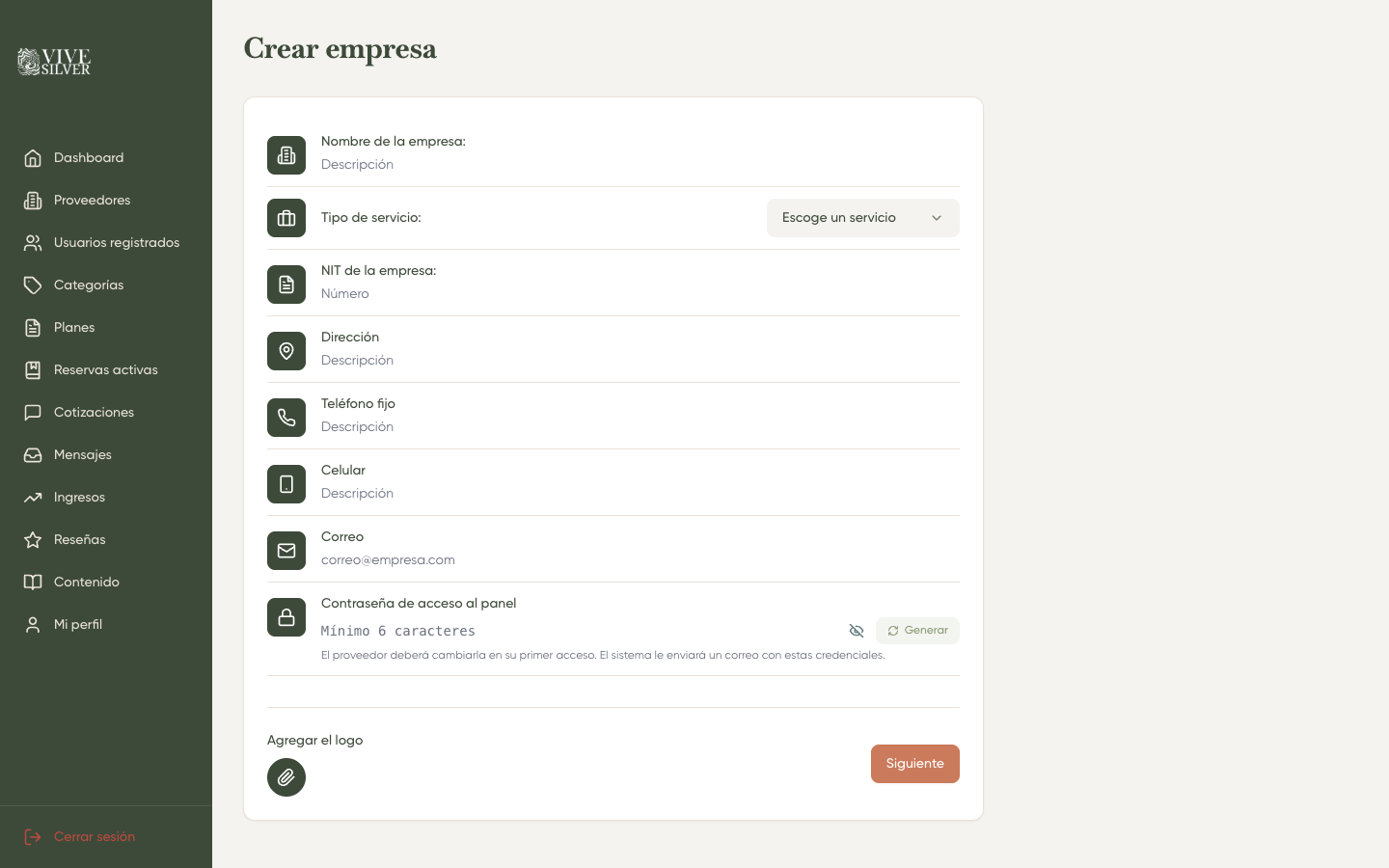 Crear empresa - Paso 1