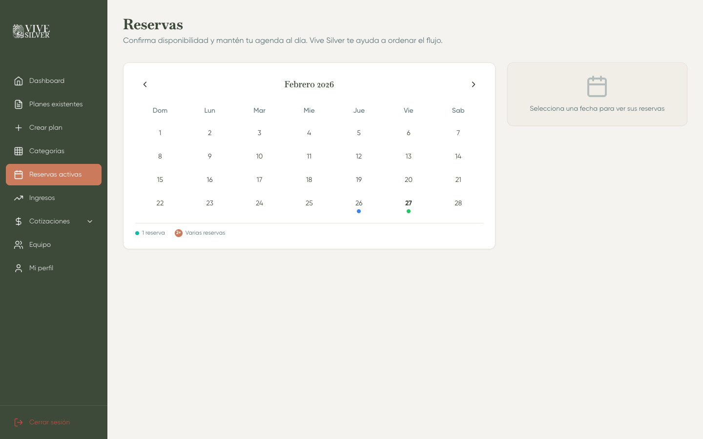 Reservas del proveedor